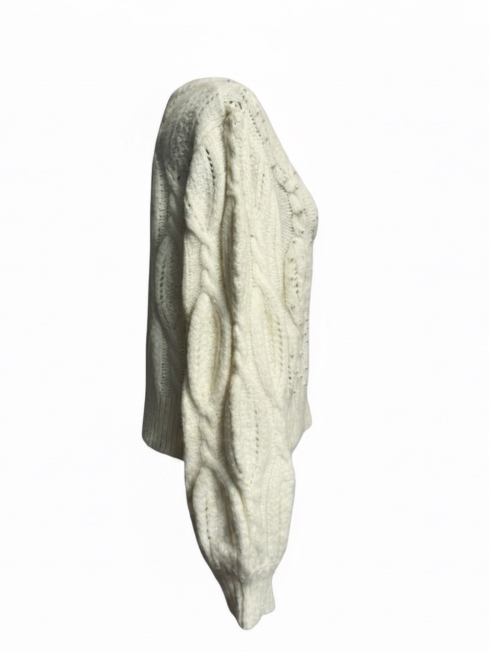 Boundary & Co. Crewneck Cable Knit Sweater. White. Medium - Picture 3 of 11